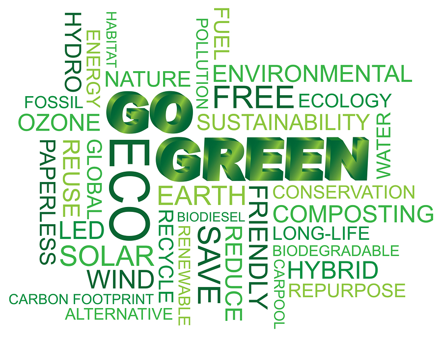 Go Green Eco Word Cloud Illustration Isolated on White Background